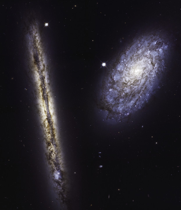 A New Angle on Two Spiral Galaxies for Hubble's 27th Birthday